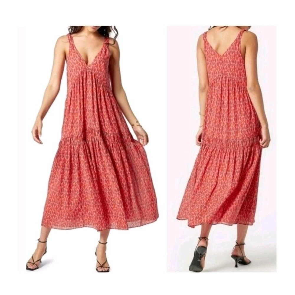 Joie Womens Tiered Maxi Sundress Sz M Boho Beachy Resort Cruise Abstract‎ Cotton